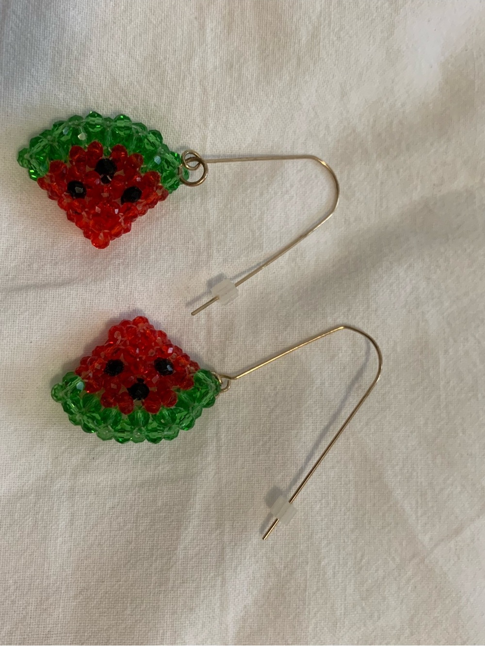 Zara Jewelry Green & Red Watermelon Bead Drop Earrings - Picture 2 of 4
